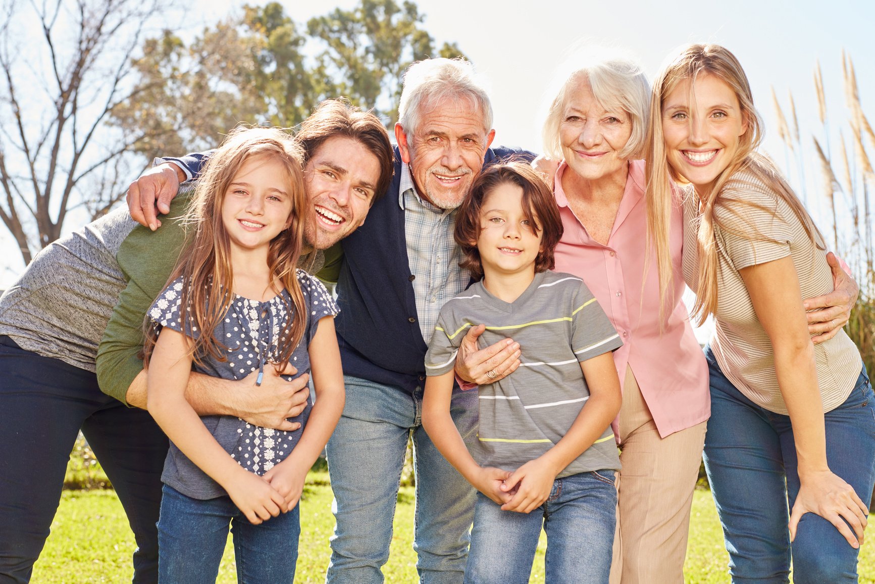 Happy Family with Children and Grandparents